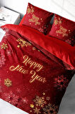Yılbaşı Nevresim Takım %100 Doğal Pamuk Merry Christmas Çift Kişilik Crystal