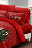 Yılbaşı Süsü Green Christmas Noel %100 Pamuk Saten 3d Çift Kişilik Nevresim Takımı