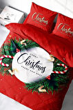 Yılbaşı Süsü Green Christmas Noel %100 Pamuk Saten 3d Çift Kişilik Nevresim Takımı