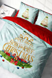 Yılbaşı Nevresim Takım %100 Doğal Pamuk Merry Christmas Çift Kişilik Holy Joly