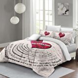 MONOHOME Sevgililer Günü Çift Kişilik Nevresim Takımı %100 Pamuk Saten My Darling Beyaz