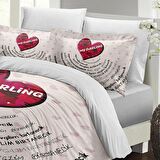 MONOHOME Sevgililer Günü Çift Kişilik Nevresim Takımı %100 Pamuk Saten My Darling Beyaz