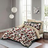 Monohome Lale Çiçekli Pamuk Saten Çift Kişilik Nevresim Takımı