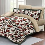 Monohome Lale Çiçekli Pamuk Saten Çift Kişilik Nevresim Takımı