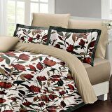 Monohome Lale Çiçekli Pamuk Saten Çift Kişilik Nevresim Takımı