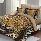 Monohome Wild Tiger 3D Temalı Pamuk Saten Çift Kişilik Nevresim Takımı