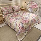 MonoHome Pike Takımı Jakar Dokuma Pamuklu 3D Dijital Baskı Flowers Coverlet
