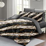 MonoHome Nevresim Takımı Çift Kişilik 3D Pamuk Saten Zebra Marble
