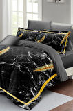 Nevresim Takımı %100 Doğal Pamuk Çift Kişilik 3d Digital Dark Marble