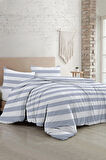 Soft Strip Luxury Çift Kişilik Pamuk Saten Nevresim Takımı