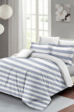 Soft Strip Luxury Çift Kişilik Pamuk Saten Nevresim Takımı