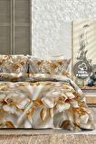 %100 PAMUK Ranforce Çeyizlik Luxury 5D Dijital Çift Kişilik Nevresim Takımı Gold