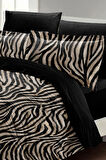 Çift Kişilik Nevresim Takımı Sık Dokuma Pamuk Saten 3d Özel Tasarım Black Zebra