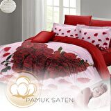 MONOHOME Sevgililer Günü Çift Kişilik Nevresim Takımı %100 Pamuk Saten Gül Aşkına
