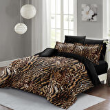 MONOHOME Çift Kişilik Nevresim Takımı Özel Dokuma Pamuk Saten 3d Özel Tasarım Zebra Brown