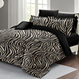 MONOHOME Çift Kişilik Nevresim Takımı Özel Dokuma Pamuk Saten 3d Özel Tasarım Zebra Black
