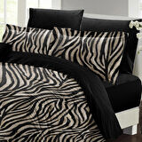 MONOHOME Çift Kişilik Nevresim Takımı Özel Dokuma Pamuk Saten 3d Özel Tasarım Zebra Black