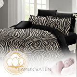 MONOHOME Çift Kişilik Nevresim Takımı Özel Dokuma Pamuk Saten 3d Özel Tasarım Zebra Black