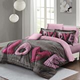 MONOHOME Sevgililer Günü Çift Kişilik Nevresim Takımı %100 Pamuk Saten Love