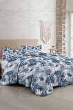 Çift Kişilik Nevresim Takımı Özel Dokuma Pamuk Saten Tuval Koleksiyonu Palm Indigo