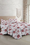 Çift Kişilik Nevresim Takımı Özel Dokuma Pamuk Saten Tuval Koleksiyonu Shadow Flowers Red