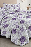 Çift Kişilik Nevresim Takımı Özel Dokuma Pamuk Saten Tuval Koleksiyonu Shadow Flowers Lilac