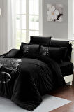 Lastikli Çarşaflı %100 Pamuk Saten Çift Kişilik Nevresim Takımı Black Panter