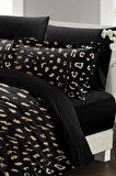 Lastikli Çarşaflı %100 Pamuk Saten Çift Kişilik Nevresim Takımı Animal Print