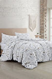 Lastikli Çarşaflı %100 Pamuk Saten Çift Kişilik Nevresim Takımı Butterfly Flower Luxury