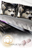 Çift Kişilik ( Lastikli Çarşaflı ) %100 Pamuk Saten Nevresim Takımı Husky