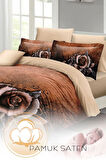 Nevresim Takımı %100 Doğal Pamuk Çift Kişilik 3d Digital Copper Rose