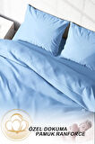 Kıng Sıze Soft Mavi Lux Pamuk Ranforce Çift Kişilik Nevresim Takımı 220x240cm