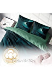 Çift Kişilik ( Lastikli Çarşaflı ) %100 Pamuk Saten Nevresim Takımı Derin Nefti