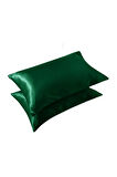 İpek Saten Yastık Kılıfı 2 Adet 50x70cm 2 Adet Saten Tokalı Yeşil