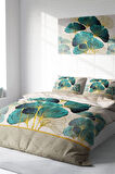 Luxury Leaves linens Çift Kişilik Pamuk Saten Nevresim Takımı