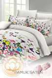 Çift Kişilik Nevresim Takımı Özel Dokuma Pamuk Saten Colorfull Butterfly