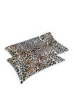 İpek Saten Yastık Kılıfı 2 Adet 50x70cm 2 Adet Saten Tokalı Leopar