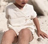 Naturaborn GOTS Organik Sertifikalı Müslin Kimono Yaka Bebek Body