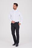Erkek Beyaz Slim Fit Pamuklu Uzun Kollu Gömlek