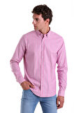 PEMBE Ç. Slim Fit Çizgili Slim Yaka Pamuklu Uzun Kollu Casual Gömlek