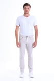 Bej Regular Fit Yüksek Bel Düz Paça Basic Kanvas Pantolon | 40