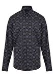 Antrasit Modern Fit %100 Pamuk Desenli Gömlek | XS