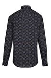 Antrasit Modern Fit %100 Pamuk Desenli Gömlek | XS