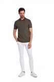 Haki Regular Fit %100 Pamuk Polo Yaka Tişört | S
