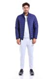 Erkek Lacivert Hakim Yaka Cesar Slim Fit Basic Şişme Mont | M