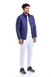 Erkek Lacivert Hakim Yaka Cesar Slim Fit Basic Şişme Mont | M