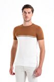 Tarçın Slim Fit Desenli Bisiklet Yaka Tişört | XL