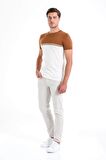 Tarçın Slim Fit Desenli Bisiklet Yaka Tişört | XL
