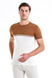 Tarçın Slim Fit Desenli Bisiklet Yaka Tişört | XL
