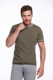 Haki Slim Fit Basic Bisiklet Yaka Triko Tişört | XL